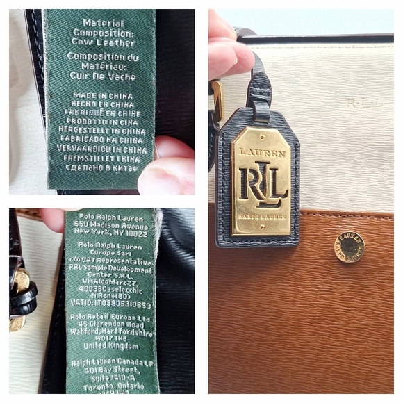 LAUREN Ralph Lauren Color Block Saffiano Leather Shoulder Bag - Picture 12 of 15